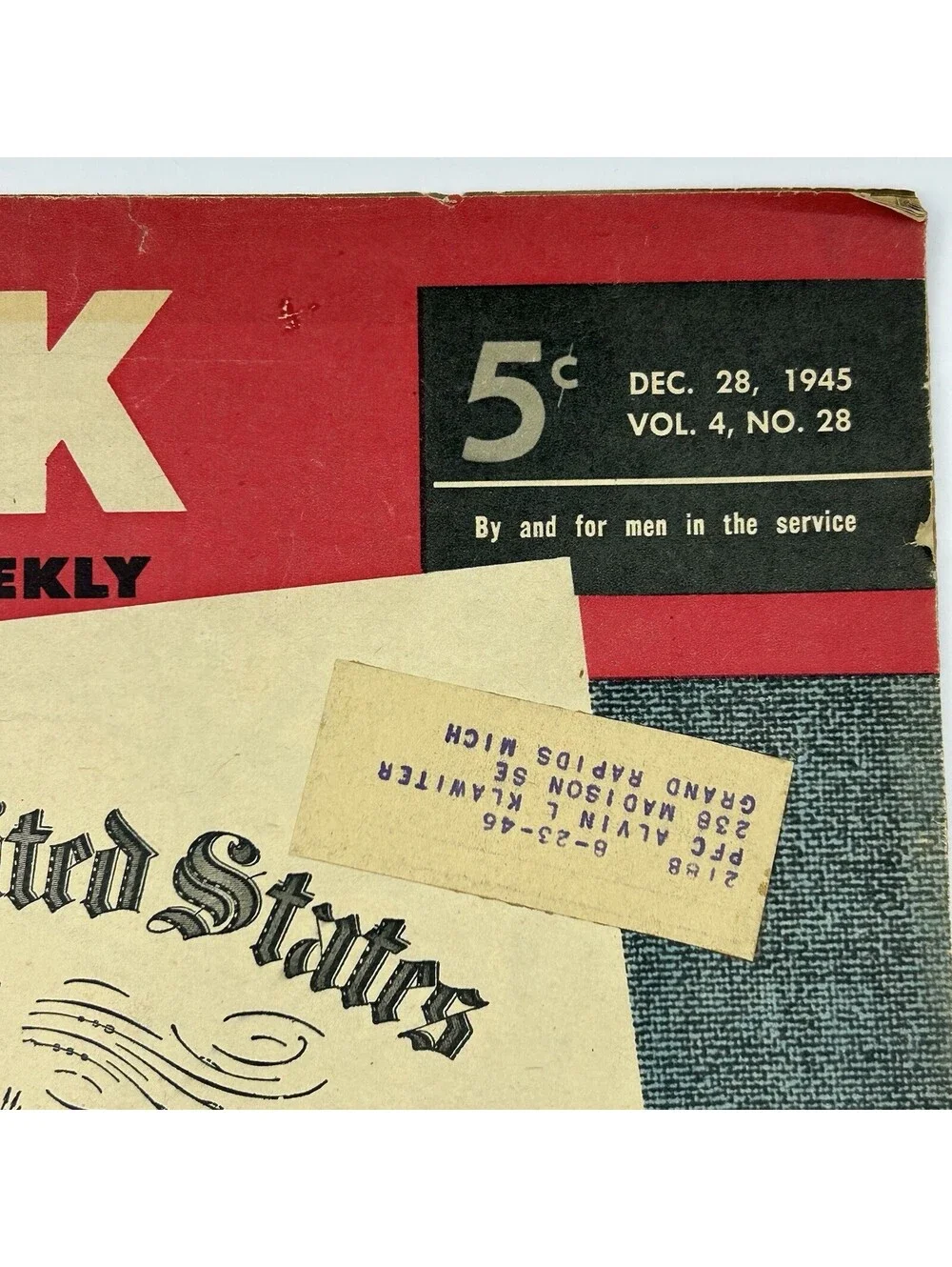 1945 YANK The Army Weekly Magazine Final Issue Honorable Discharge Cover Vol.4